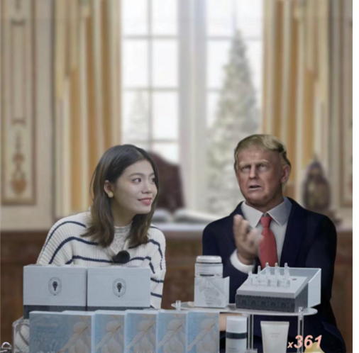 “特朗普”沖進(jìn)直播間 為蔻之初面膜站臺(tái)(圖1) “特朗普”沖進(jìn)直播間 為蔻之初面膜站臺(tái)(圖1)